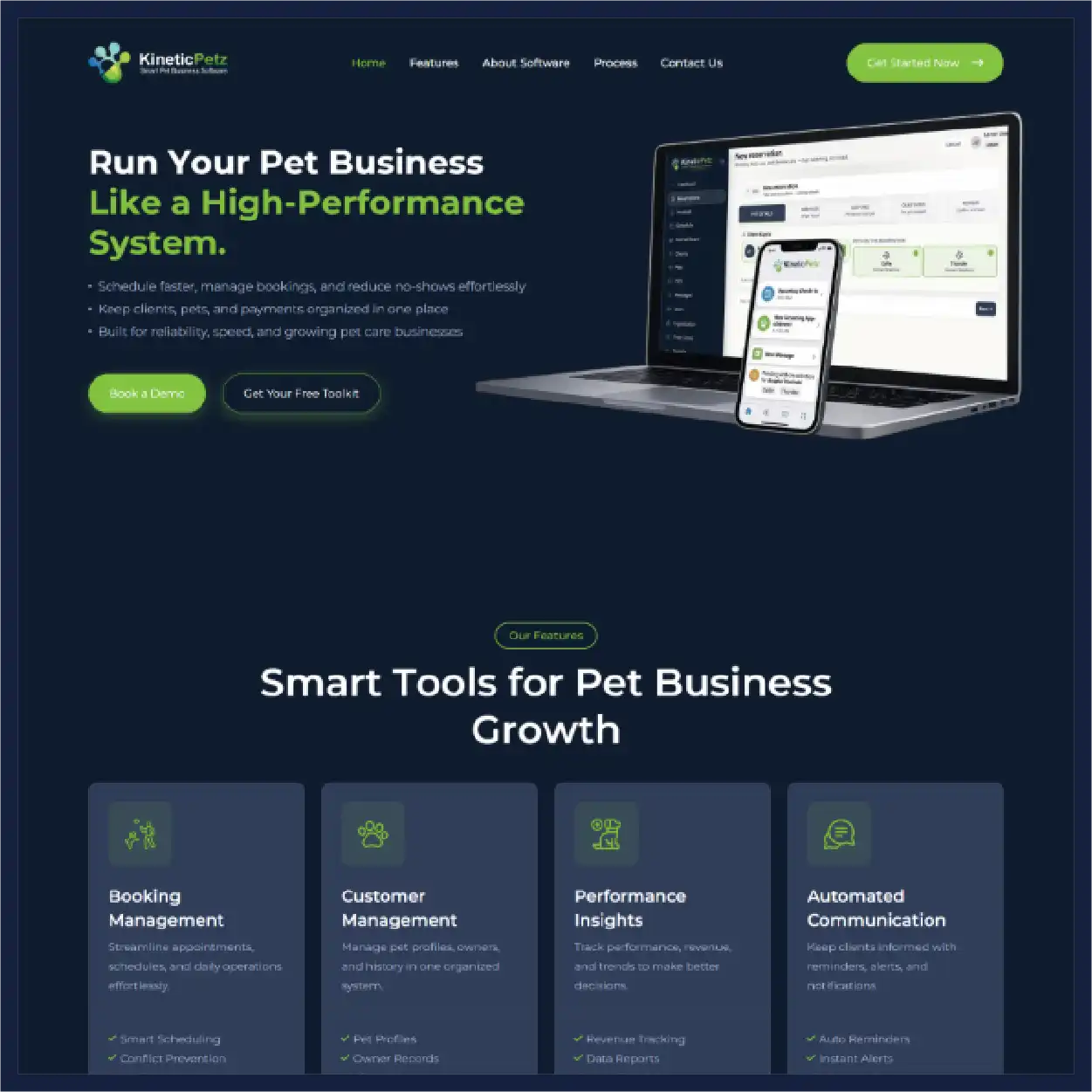 Pet Business SaaS landing page