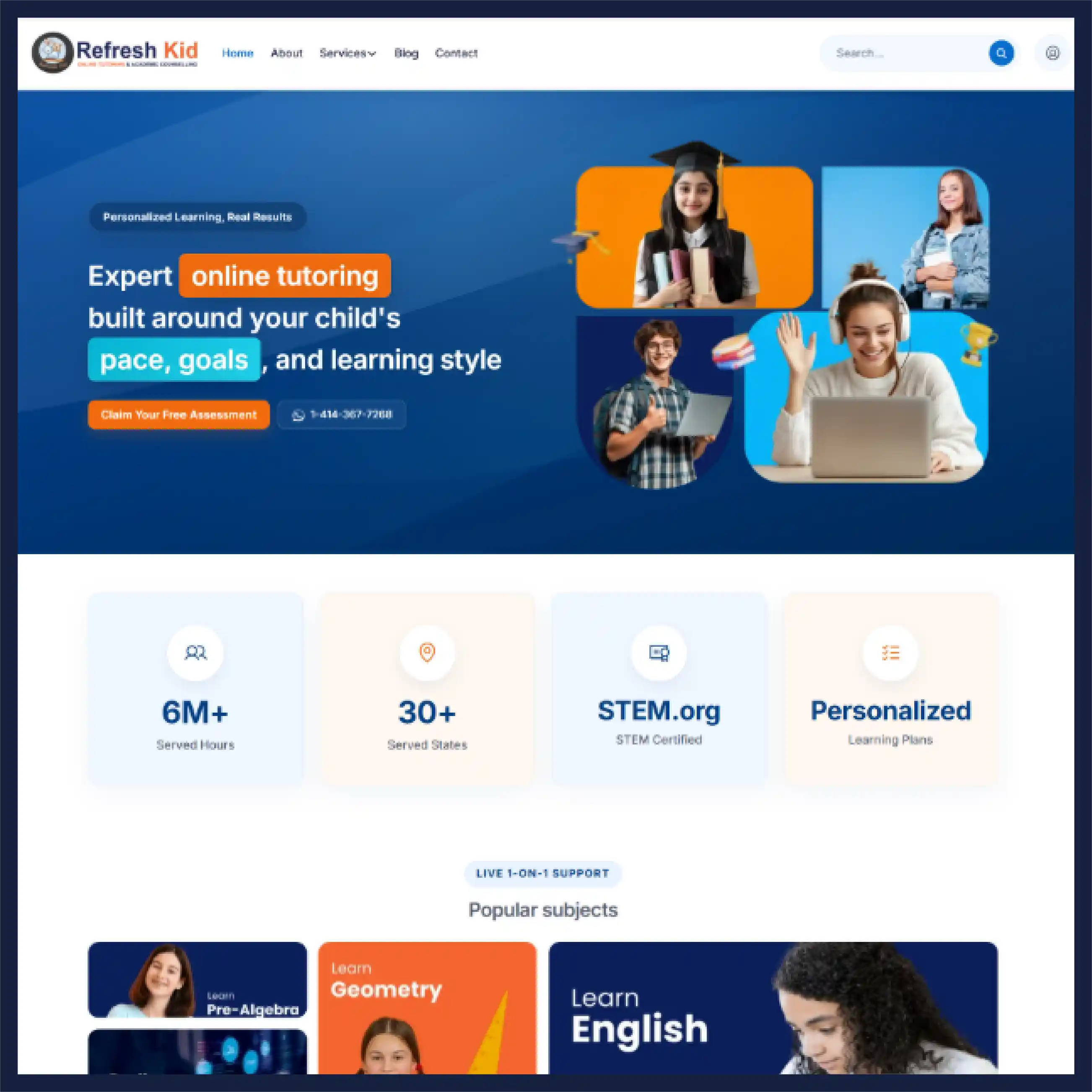 Online tutor platform — Refresh Kid